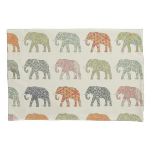 Elephant Colourful Animal Pattern Contemporary Pillowcase