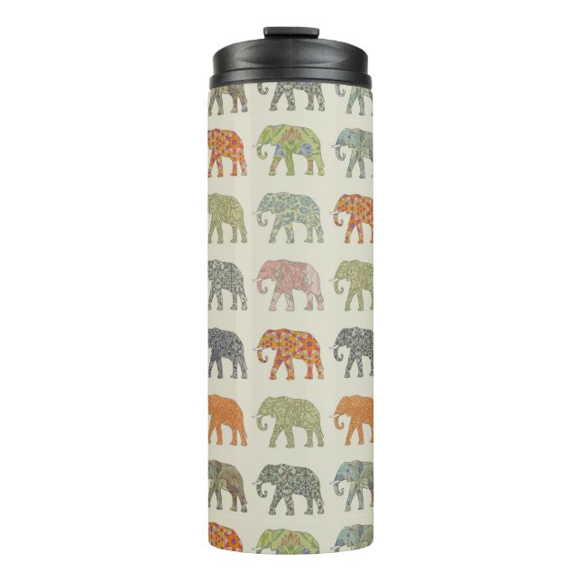 Elephant Colourful Animal Pattern Contemporary Thermal Tumbler (Front)
