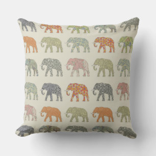 Elephant Colourful Animal Pattern Cushion