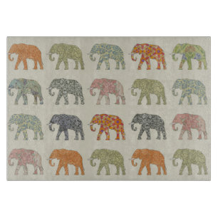 Elephant Colourful Animal Pattern Cutting Board
