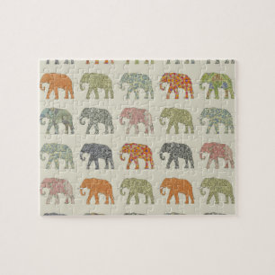 Elephant Colourful Animal Pattern Jigsaw Puzzle