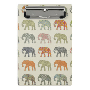 Elephant Colourful Animal Pattern Mini Clipboard