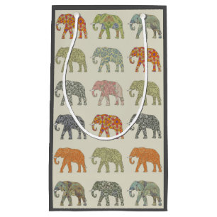 Elephant Colourful Animal Pattern Small Gift Bag