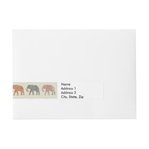 Elephant Colourful Animal Pattern Wraparound Address Label