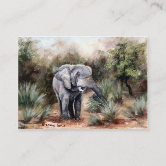 Elephant Coming Through Artcard Business Card (Front)