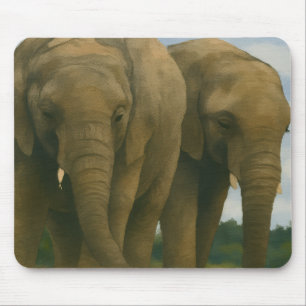Elephant Companions in Savannah Light Mouse Pad