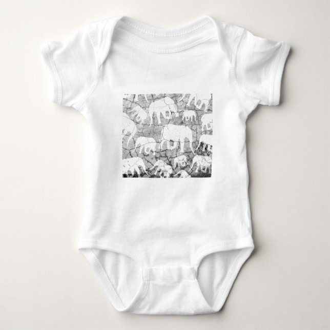 Elephant Concrete Pattern Baby Bodysuit (Front)