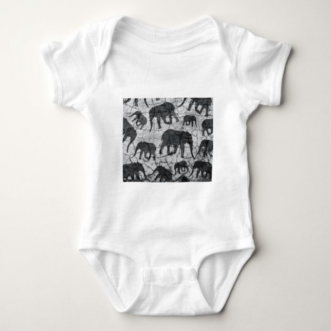 Elephant Concrete Pattern Design Baby Bodysuit (Front)