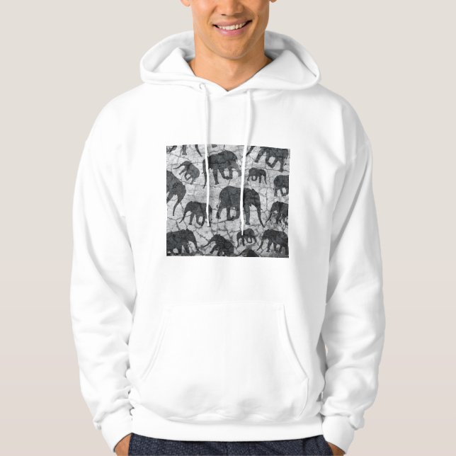 Elephant Concrete Pattern Design Hoodie (Front)