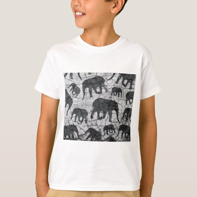 Elephant Concrete Pattern Design T-Shirt (Front)