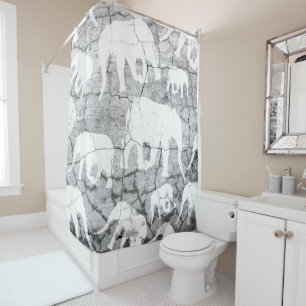 Elephant Concrete Pattern Shower Curtain