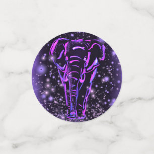 Elephant Confetti In Purple Pink Starry Night