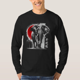 Elephant. Cool Sumi-e Animal Sunset. T-Shirt