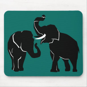 Elephant Couple Custom Colours Mouse Pad