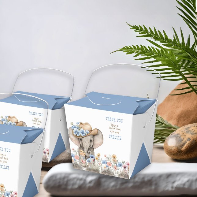 Elephant Cowboy Western Boho Wildflower  Favour Box (Favor Boxes from the Boho Elephant Baby Shower Collection by Darling & May)