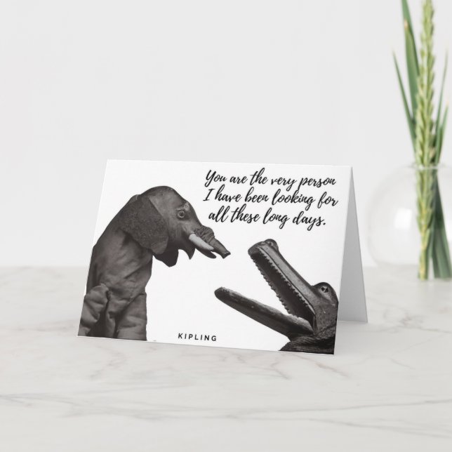 Elephant & Crocodile Kipling Quote Card (Front)