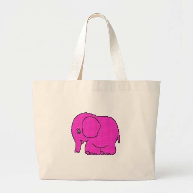 elephant_crossPINK.ai Large Tote Bag (Front)