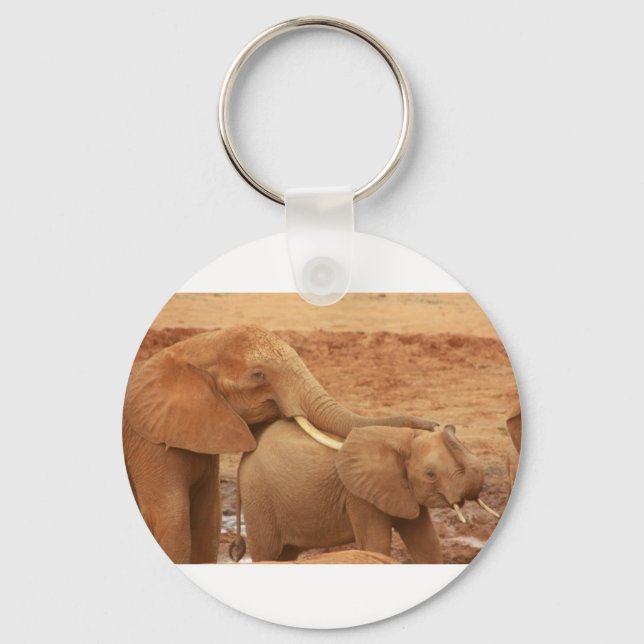 elephant custom personalise diy Anniversaries Key Ring (Front)