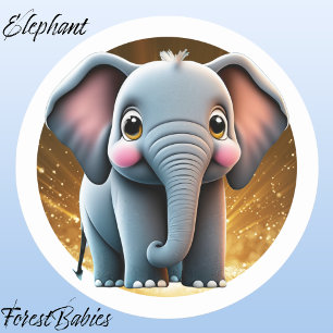 Elephant 🐘 Cute Adorable Fun Wild Animal Graphic Classic Round Sticker