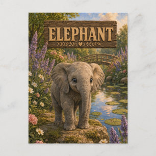 Elephant Cute Baby Storybook Nursery Animal Postcard