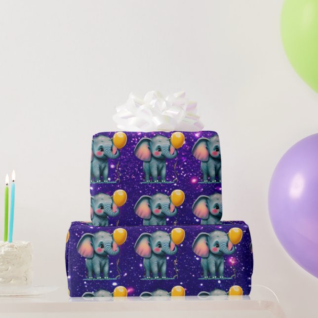 Elephant Cute Charming Themed Inspired  Wrapping Paper (Party Gifts)