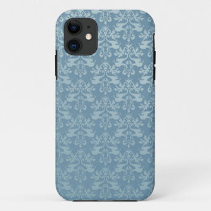 Elephant damask blue grey iphone iPhone 11 case