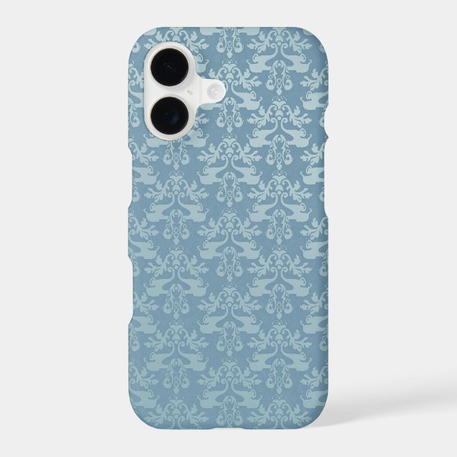 Elephant damask blue patterned iPhone case (Back)