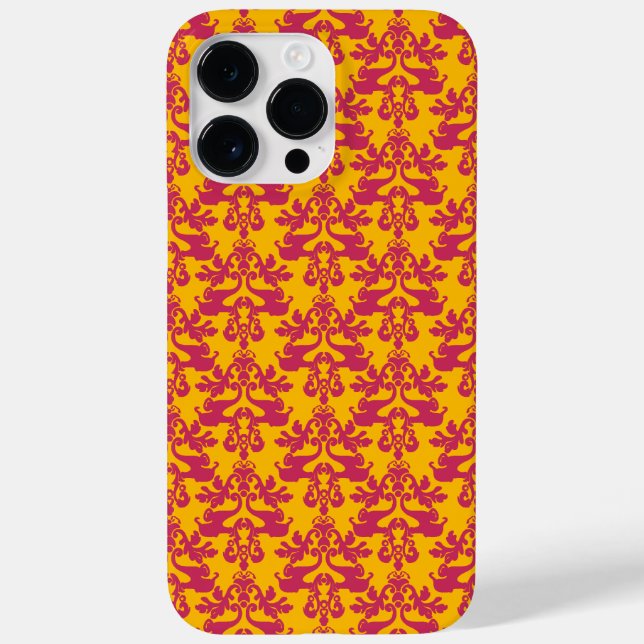 Elephant damask mauve golden orange  Case-Mate iPhone case (Back)