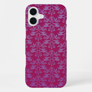 Elephant damask purple red iphone 16 plus case