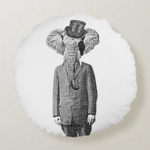 Elephant dandy round cushion