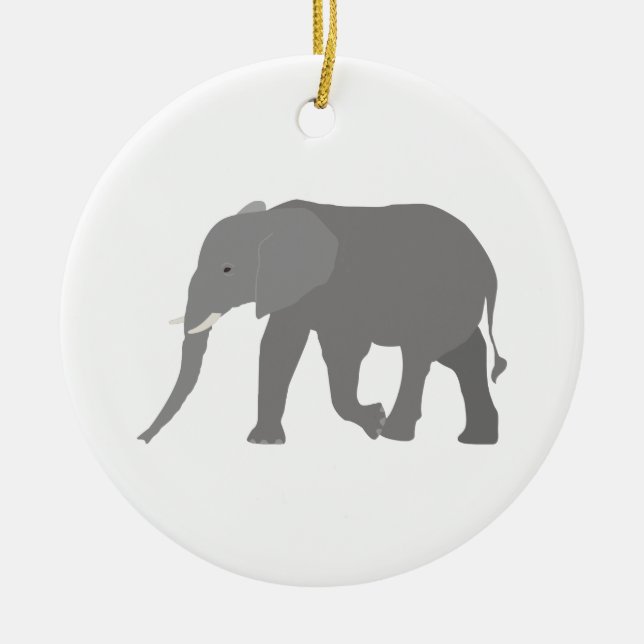 Elephant Design Ceramic Ornament (Front)