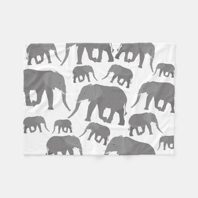 Elephant Design Fleece Blanket (Front (Horizontal))