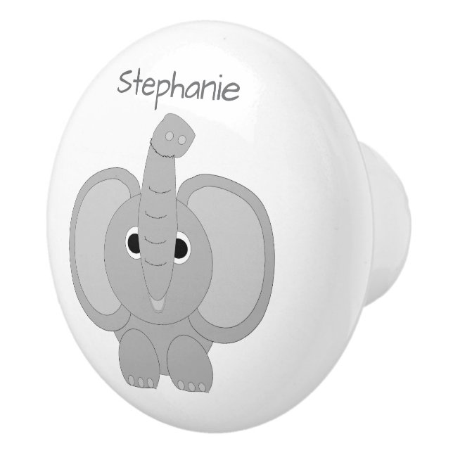 Elephant Design Personalised Ceramic Knob (Right)
