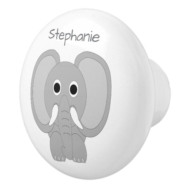 Elephant Design Personalised Ceramic Knob (Right)