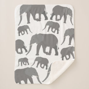Elephant Design Sherpa Blanket