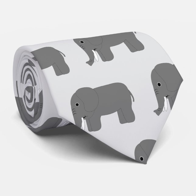 Elephant Design Tie (Rolled)