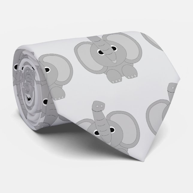 Elephant Design Tie (Rolled)
