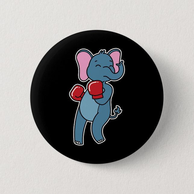 Elephant Does Boxing  6 Cm Round Badge (Front)