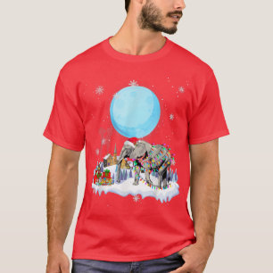 Elephant Dog Cute Christmas Lights Lover Tee
