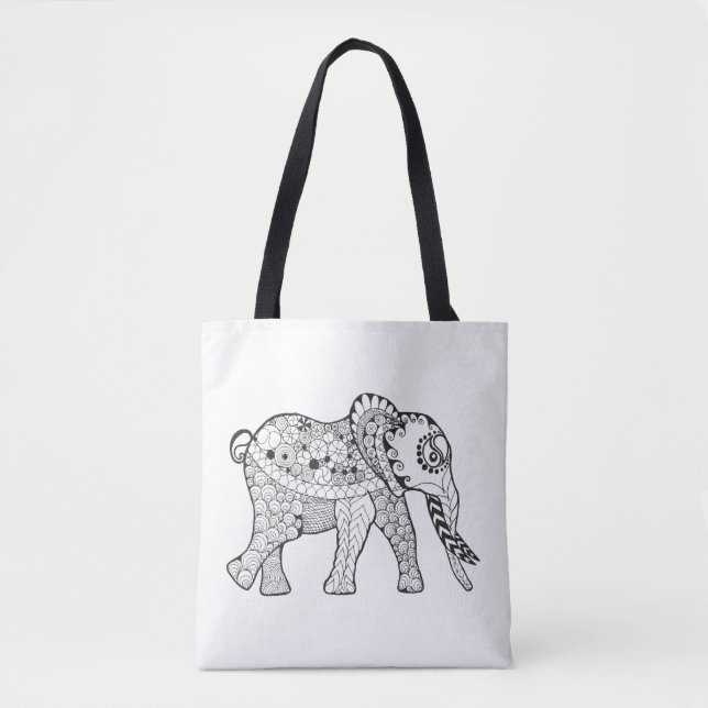 Elephant Doodle 2 Tote Bag (Front)