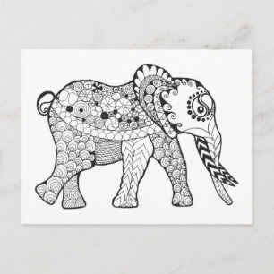 Elephant Doodle Postcard