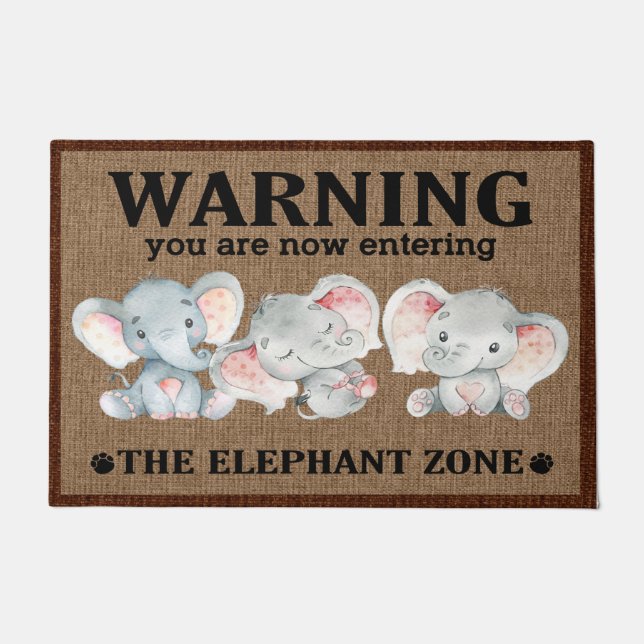Elephant Doormat, Elephant Lovers Welcome Mat Gift (Front)