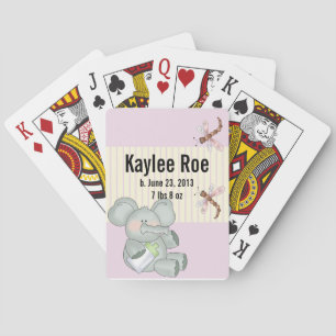 Elephant Dragonfly Pink Stripe Baby Playing Cards