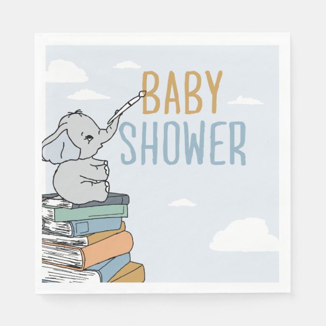 Elephant Draw Something Baby Shower Elephant Cute  Napkin (Front)