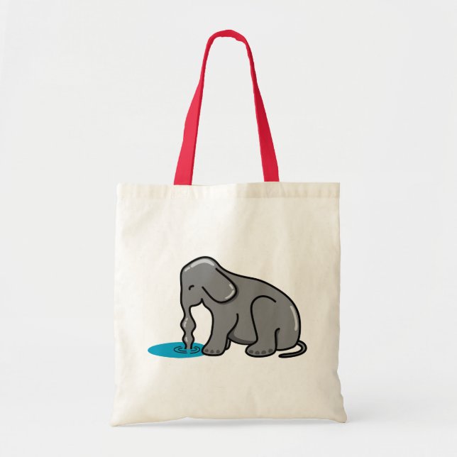 Elephant Drinking (Grey) Tote Bag (Front)