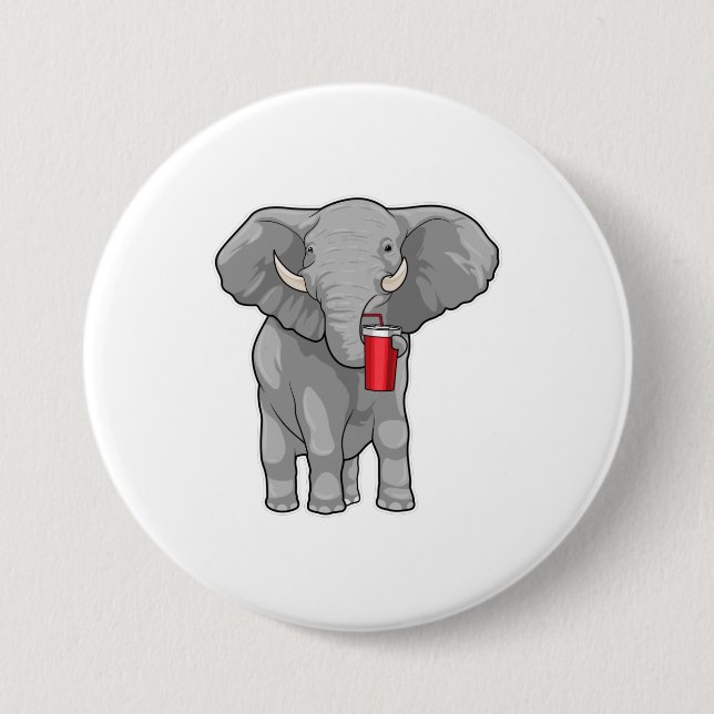 Elephant Drinking mug 7.5 Cm Round Badge (Front)