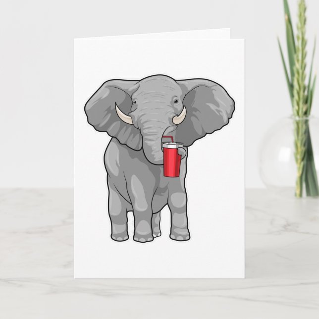 Elephant Drinking mug Card (Front)