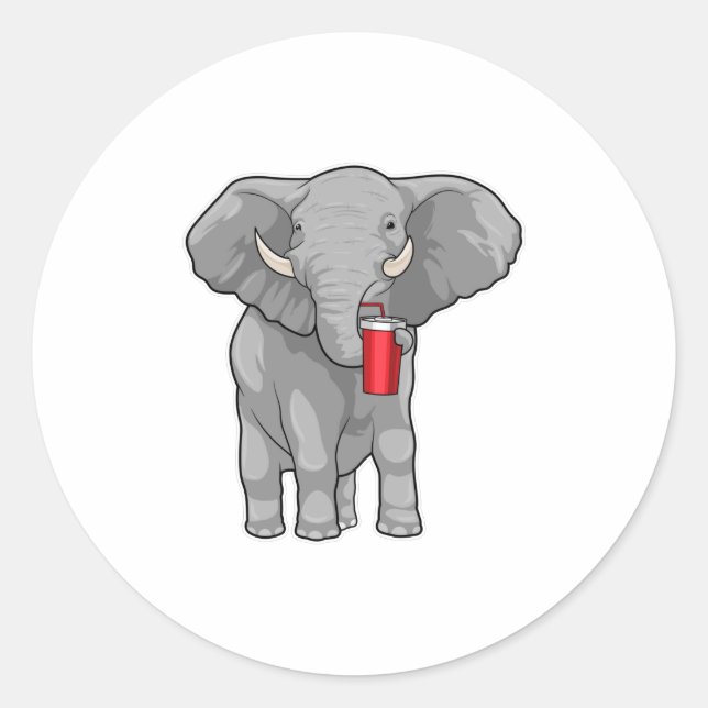 Elephant Drinking mug Classic Round Sticker (Front)