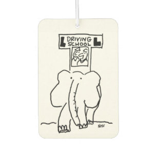 Elephant Driving School cartoon Car Air Freshener