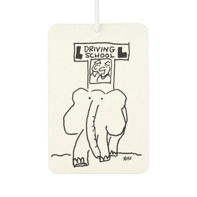 Elephant Driving School cartoon Car Air Freshener (Front)